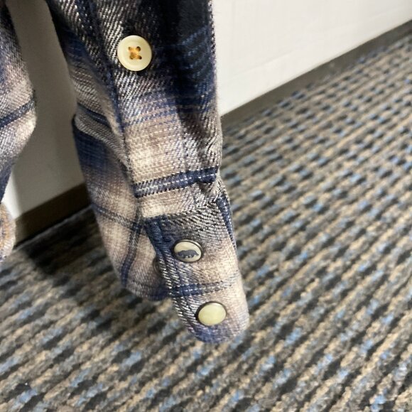 Lucky Brand Flannel Shirt Mens L Plaid Pearl Snap Slim Fit - Picture 7 of 7